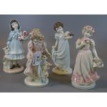 Four Coalport bone china limited edition figurines to include; 'Innocence', 'A present for Grandma',