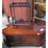 Reproduction mahogany TV unit/stand, together with an early 20th Century oak barley twist stick