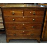 19th Century oak straight front chest of two short and three long drawers on a projecting base