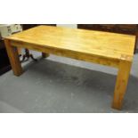 Modern oak dining table on square legs. 102 x 202cm approx. (B.P. 21% + VAT)