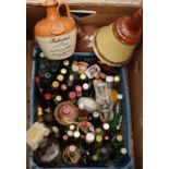 Box of assorted mainly miniature alcoholic spirits to include; Drambuie, Cointreau, liqueurs,