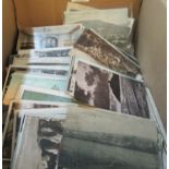 Postcards - large collection of Welsh cards in box, early to 1950's. About 3500 postcards covering