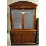 Late 19th century mahogany two-stage chiffonier bookcase with frosted glass panels. (B.P. 21% + VAT)