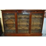 19th Century mahogany three door astragal glazed bookcase on a projecting platform base. (B.P. 21% +