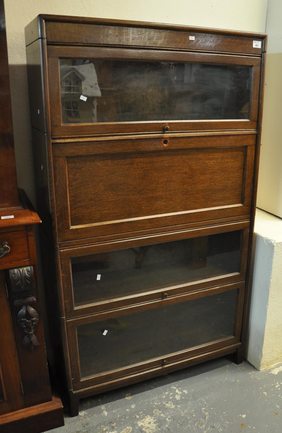 Early 20th Century oak Wernicke style four sectional bureau bookcase. (B.P. 21% + VAT)