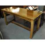 Victorian gothic style ecclesiastical refectory type table with presentation plaque. 153 x 66 x 79cm