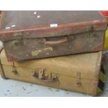Two vintage canvas suitcases, one with wooden mounts. (2) (B.P. 21% + VAT)