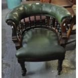 Early 20th Century mahogany and green leather club type armchair. (B.P. 21% + VAT)