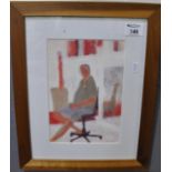Bryan Moss, 'seated man', signed, acrylic. 22 x 16cm approx, framed. (B.P. 21% + VAT)