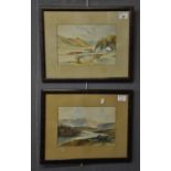 J Morris, Highland scenes, a pair, watercolours, signed, 18 x 27cm approx, framed. (2) (B.P. 21% +