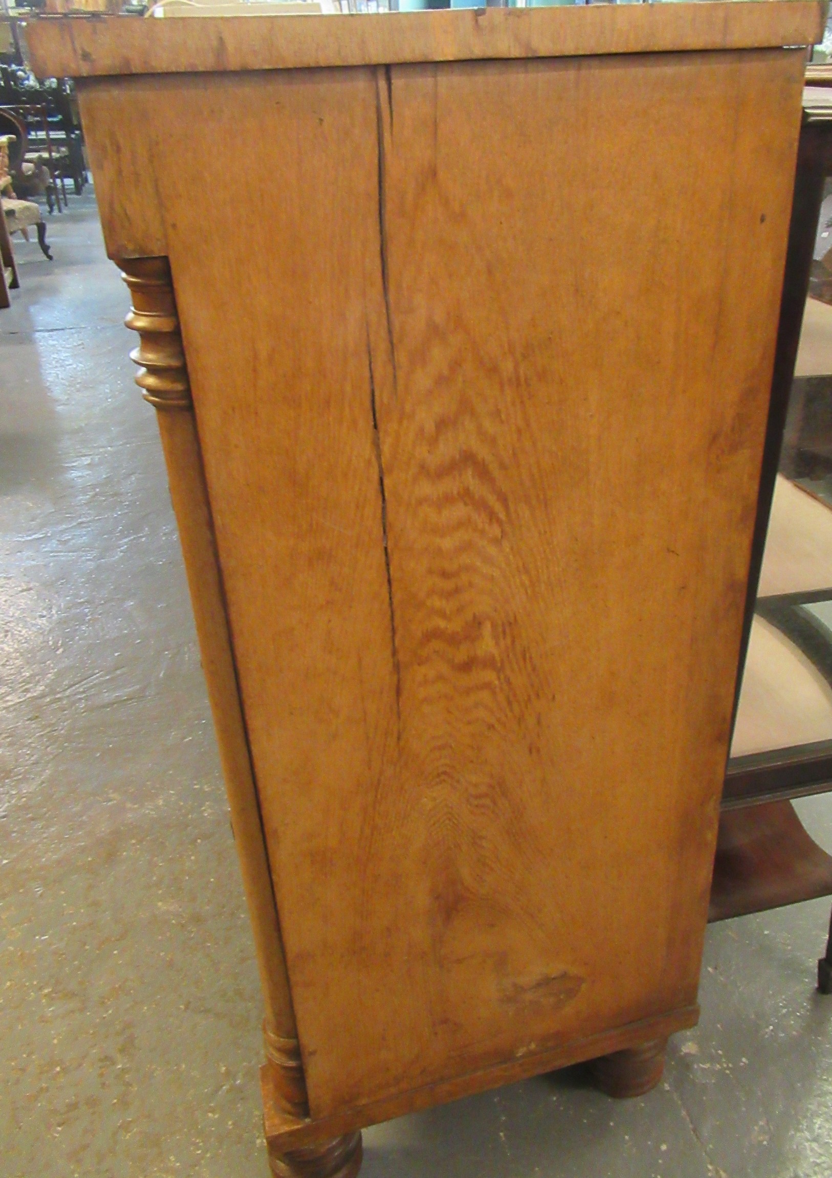 Victorian oak straight front chest of two short and three long drawers with pilaster supports and - Image 4 of 6