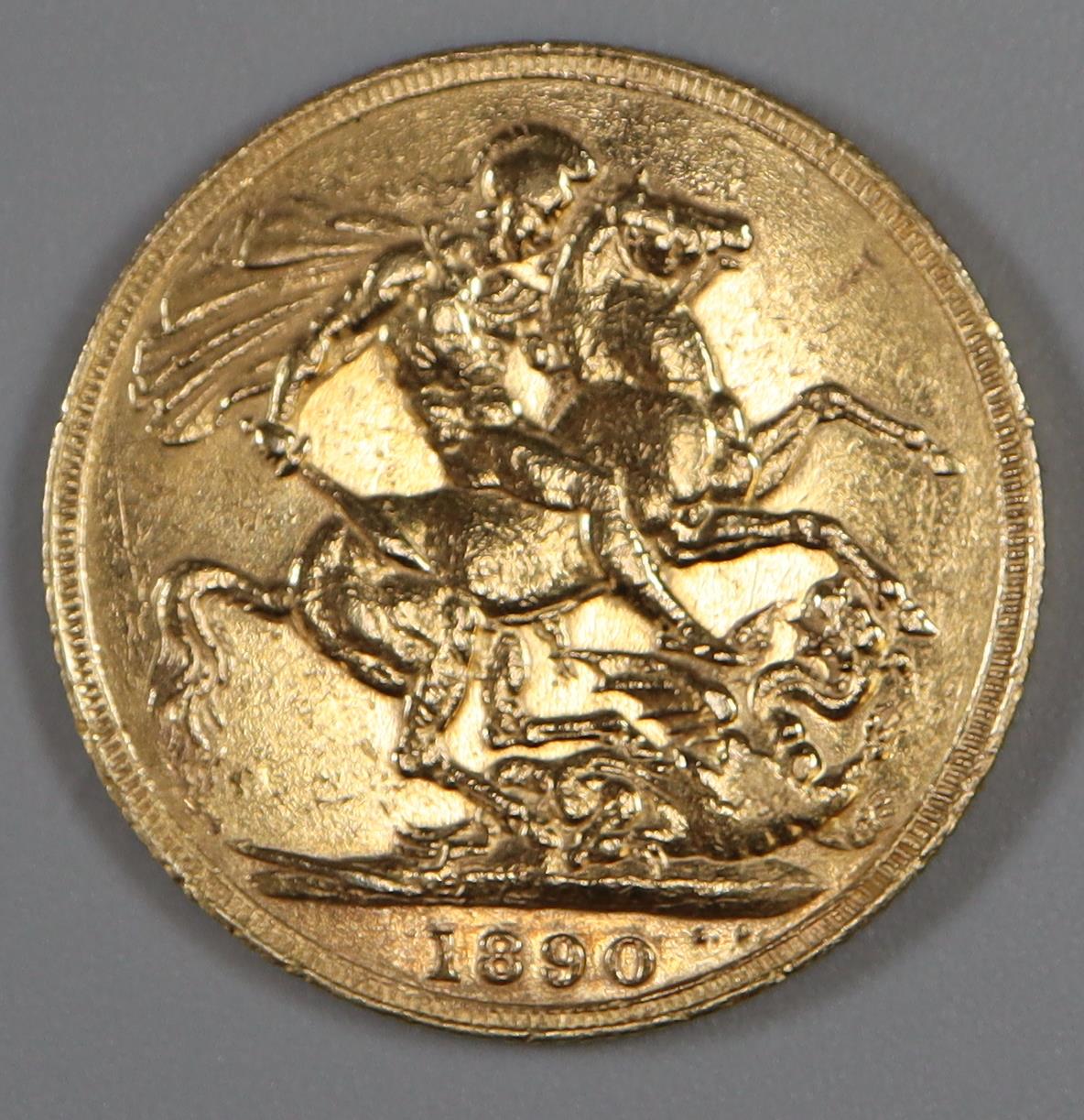 Victorian gold sovereign dated 1890. (B.P. 21% + VAT)
