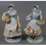 Two Royal Worcester fine bone china figurines to include; 'Rosie picking apples' and 'Baker's Wife',