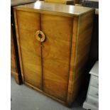 Art Deco design walnut two door blind panelled gentleman's free standing wardrobe. (B.P. 21% + VAT)