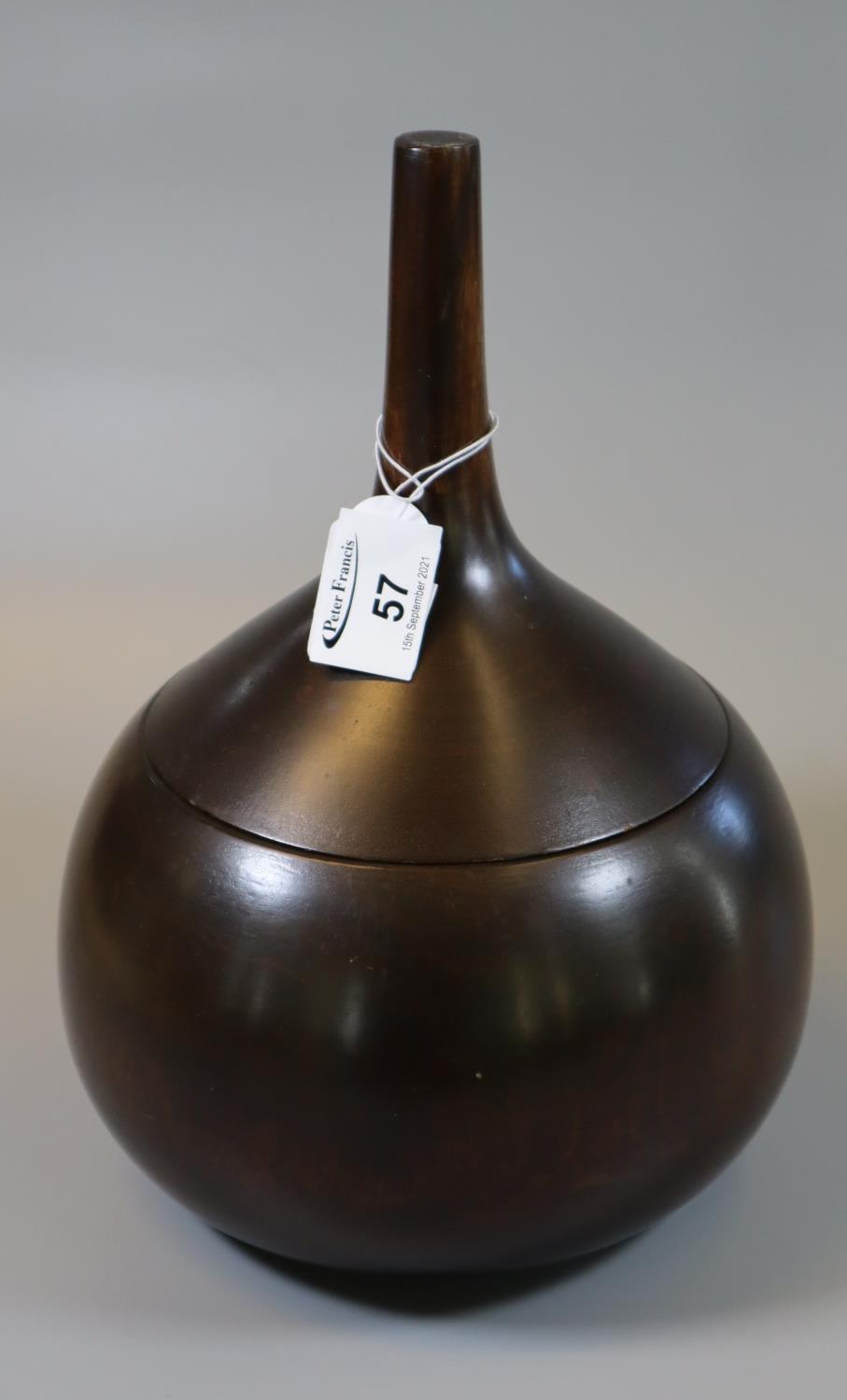 Turned treen baluster-shaped jar and cover in the form of a beetroot. (B.P. 21% + VAT)