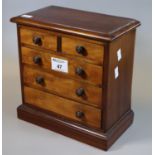 19th century miniature apprentice piece type mahogany straight fronted chest with two short and