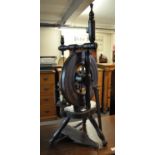 Modern stained treadle spinning wheel. (B.P. 21% + VAT)