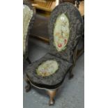 Tapestry and beaded floral predire type chair on cabriole legs. (B.P. 21% + VAT)