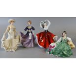 Three Royal Doulton bone china figurines to include; 'Elyse', 'Jacqueline' and 'Karen', together