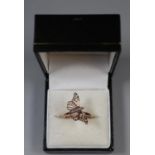 9ct Clogau gold diamond set butterfly ring. Ring size K. Approx weight 2.1 grams. (B.P. 21% + VAT)