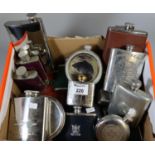 Box of assorted plated and other hipflasks, to particularly include concorde. (B.P. 21% + VAT)