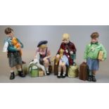 Four Royal Doulton bone china figurines to include; 'The Boy and Girl Evacuee' and Boy and Girl
