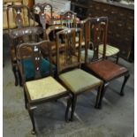 A collection of dining and bedroom chairs to include; Queen Anne style, lyre and splat back