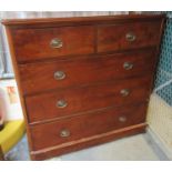 19th Century mahogany straight front chest of two short and three long drawers on a projecting