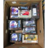 Box of assorted Corgi Nine Nine Nine and Corgi Classics diecast model vehicles; field ambulance,