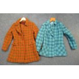 Two woollen ladies vintage probably 70's vintage jackets to include; a red and olive green check