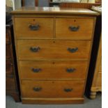 Late 19th/early 20th Century narrow straight front chest of two short and three long drawers on a