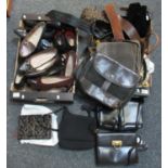 Two boxes of assorted vintage ladies accessories to include; a selection of vintage shoes including;