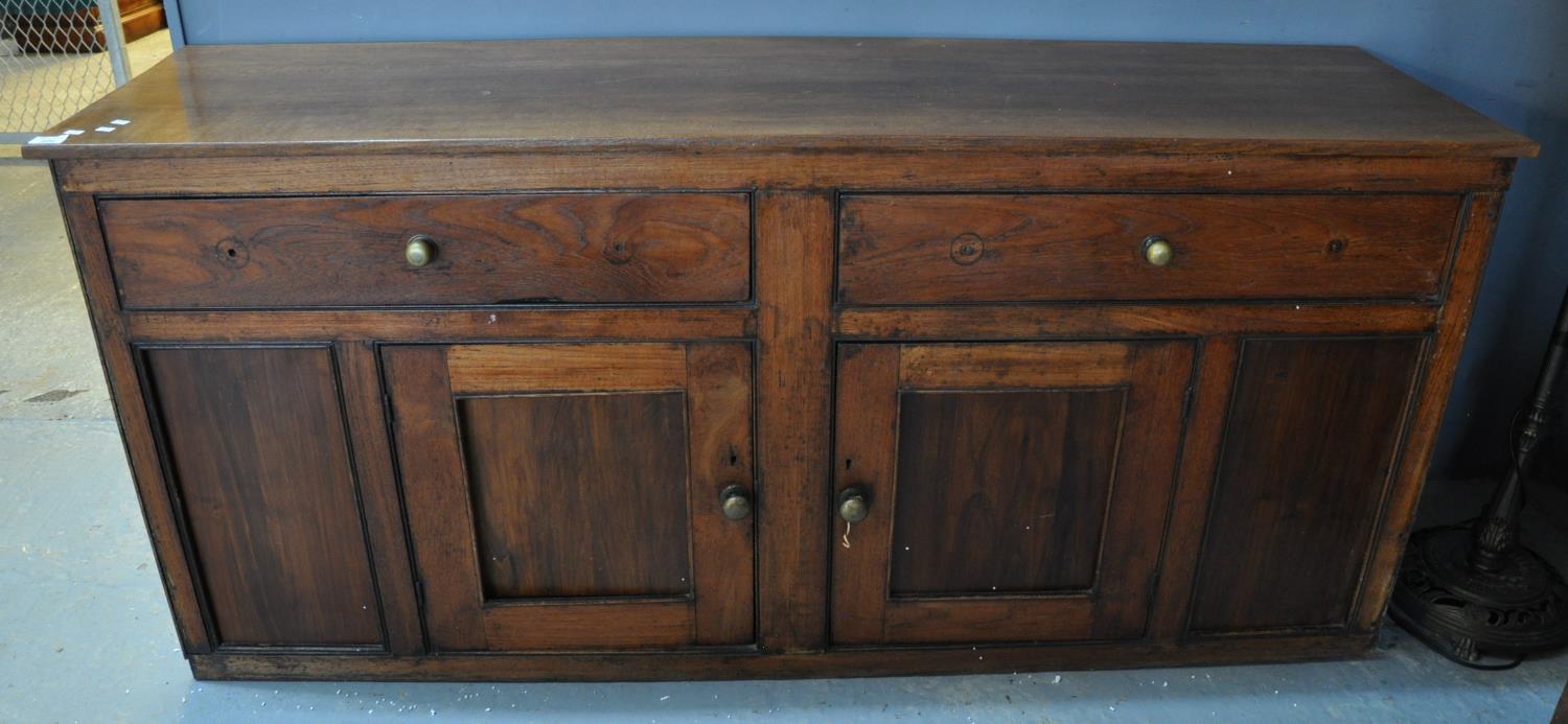 19th Century oak sideboard/dresser base having two drawers above two blind panelled doors. (B.P. 21%