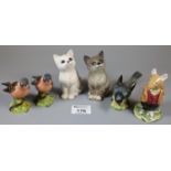 Royal Doulton 'Brambly Hedge Lord Woodmouse' figurine, together with three Beswick studies of birds,