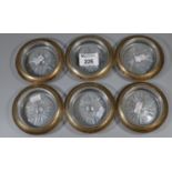 Set of six silver and glass coasters by Frank M Whiting & co. sterling 04. (6) (B.P. 21% + VAT)