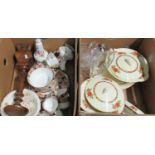 Two boxes of mostly china to include; Gladstone china G.P & Co part teaset, a 'Dresden Sprays'