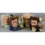 Four Royal Doulton composer character jugs to include; 'Chopin' D7030, 'Handel' D7080, 'Tchiakovsky'