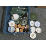 Box of china and glassware to include; a collection of miniature plates including; Royal Doulton,
