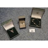 Clogau silver harp bracelet, pendant and earrings. (B.P. 21% + VAT)