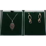 A pair of Clogau silver earrings and a pendant. (B.P. 21% + VAT)