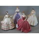 Four Coalport bone china figurines to include; 'Midnight Masquerade', 'Olivia' 'The Jubilee