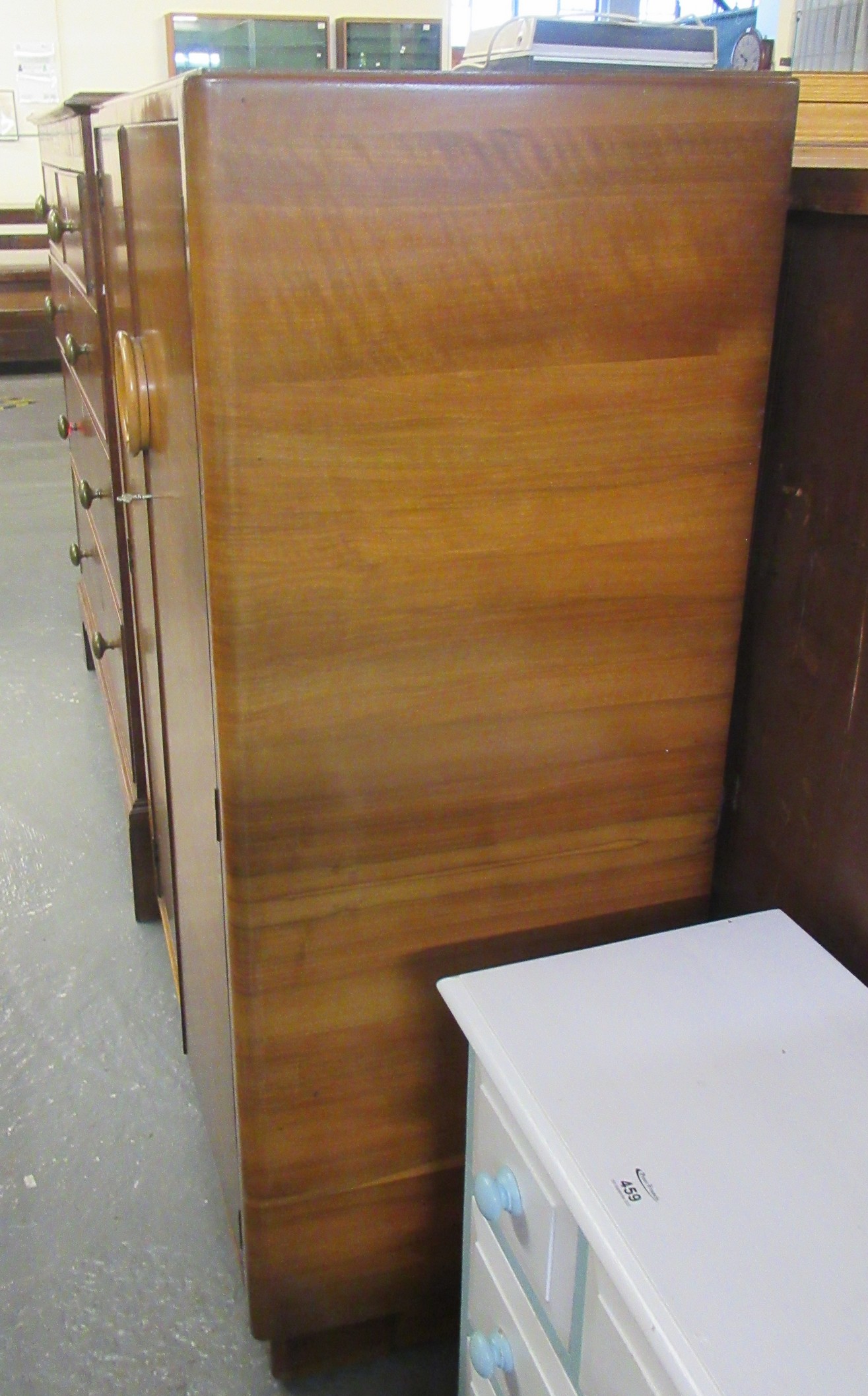 Art Deco design walnut two door blind panelled gentleman's free standing wardrobe. (B.P. 21% + VAT) - Image 6 of 7