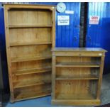 Two modern pine open bookcases of varying size. (2) (B.P. 21% + VAT)