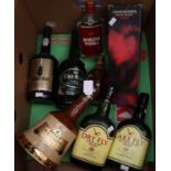 Box containing assorted alcohol to include; two lake fly fine rich cream sherry, Wade Bell's