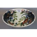 Modern Gwili Pottery hand painted floral and foliate bowl. 28cm diameter approx. (B.P. 21% + VAT)
