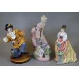 Royal Doulton bone china figurine 'Alexandra' HN3286, together with a Royal Doulton 'The Clown'