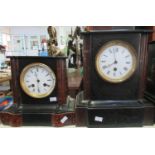 Two late 19th/early 20th Century black slate and marble mantel clocks, one two train movement marked