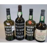 Collection of port to include; two Almeida's dry white port, D'Oliveiras Reserva old wine 1957