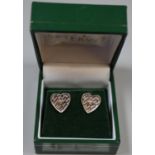 Clogau silver diamond set heart earrings. (B.P. 21% + VAT)