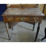 Small oak three drawer side table on tapering turned legs. (B.P. 21% + VAT)